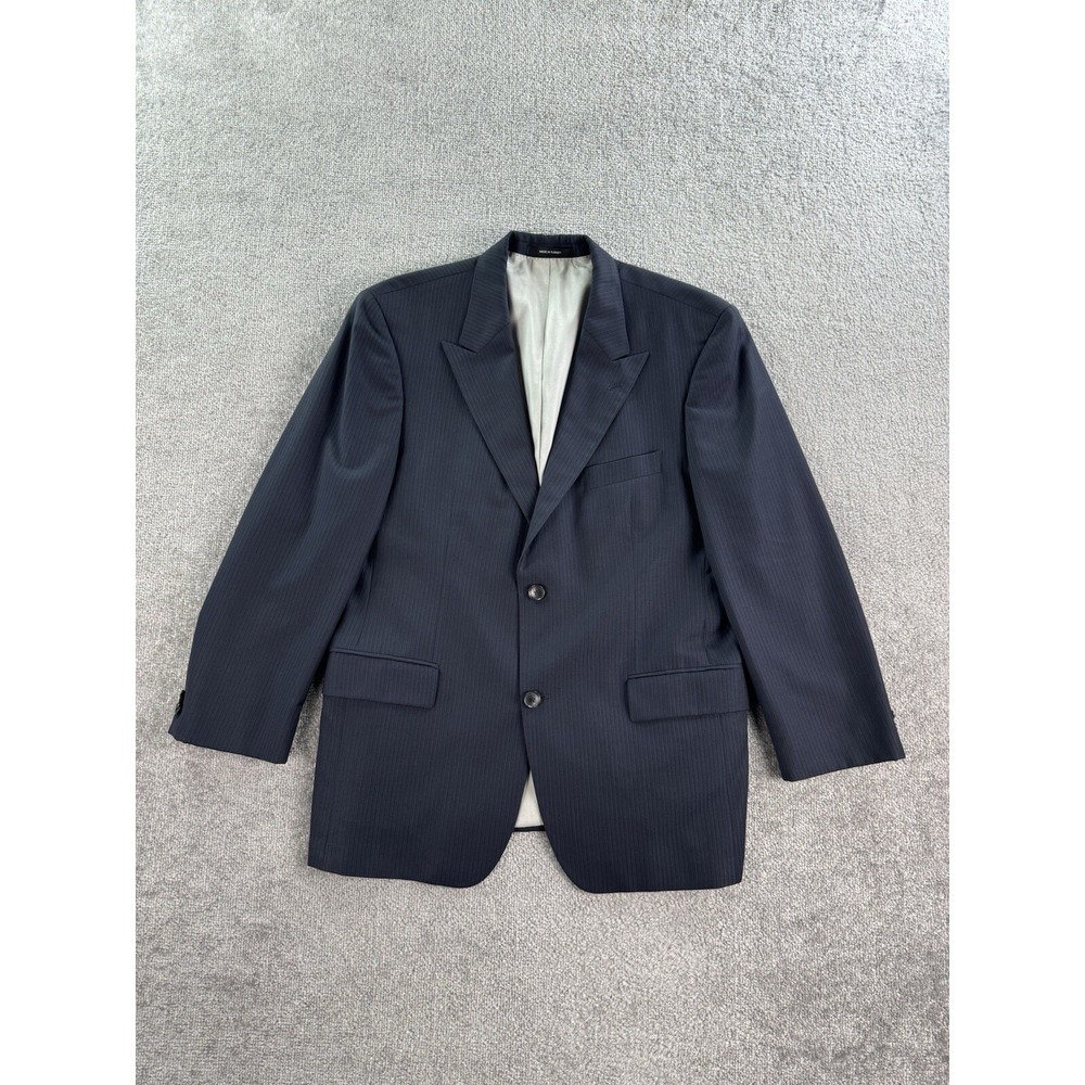 Hugo Boss Suit Jacket 42 S Blue Wool Striped Perelli Movie US Luxury Designer